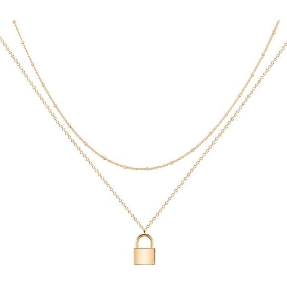Layered Heart Necklace Pendant Handmade 18k Gold Plated Dainty Gold